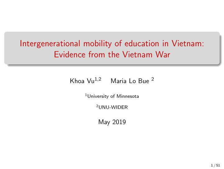 intergenerational mobility of education in vietnam