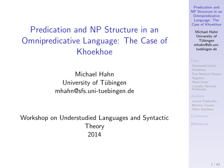 predication and np structure in an