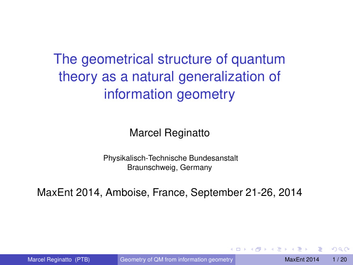 the geometrical structure of quantum theory as a natural