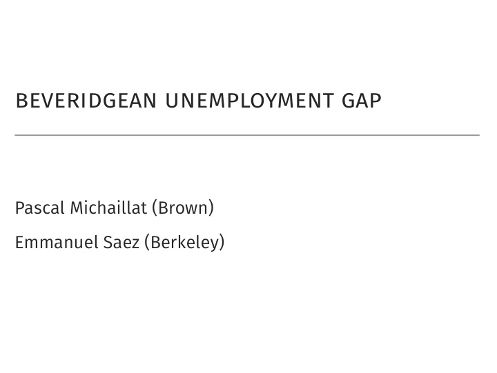 beveridgean unemployment gap