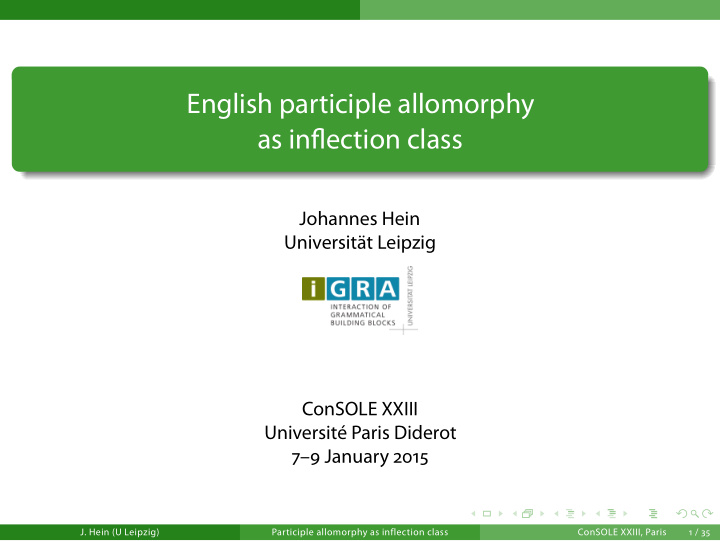 english participle allomorphy as inflection class