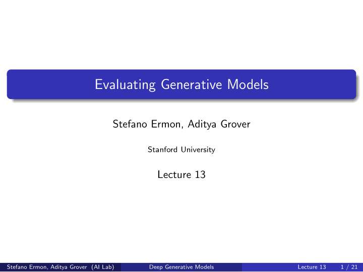 evaluating generative models