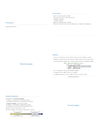 61A Lecture 31  Recursive art contest entries will be due Monday 12/2 @ 11:59pm (After