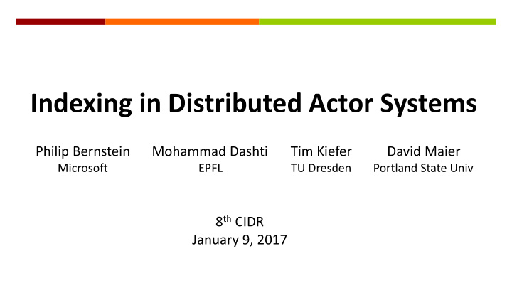 indexing in distributed actor systems