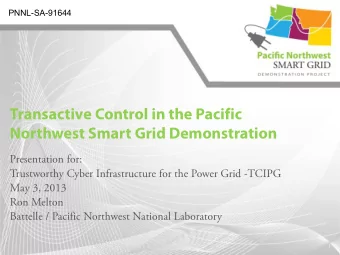 Transactive Control in the Pacific  Northwest Smart Grid Demonstration  Presentation for: