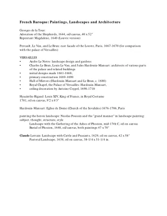 French Baroque: Paintings, Landscapes and Architecture  Georges de la Tour:  Adoration of the