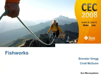 Fishworks  Brendan Gregg  Cindi McGuire  Sun Microsystems Fishworks is the name of an  engineering