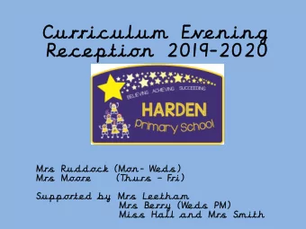 Cu  Curric  iculum  ulum Eve  vening  ning  Rece  ception  ption 201  019-2020  2020  Mrs Ruddock