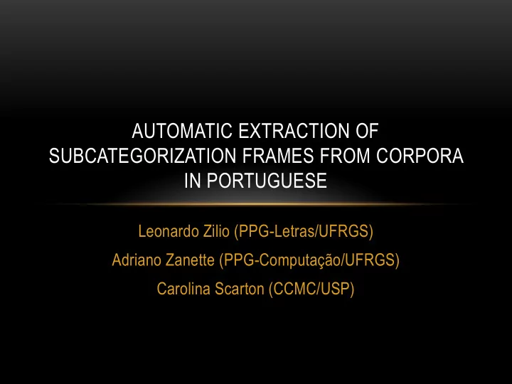 subcategorization frames from corpora