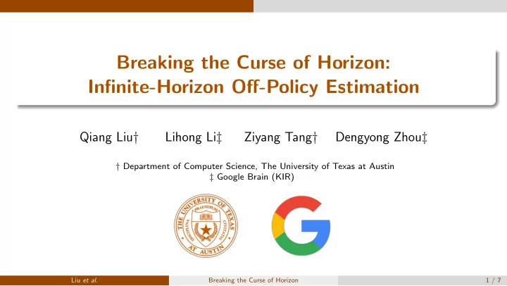 breaking the curse of horizon infinite horizon off policy