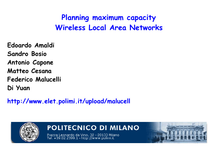 planning maximum capacity wireless local area networks