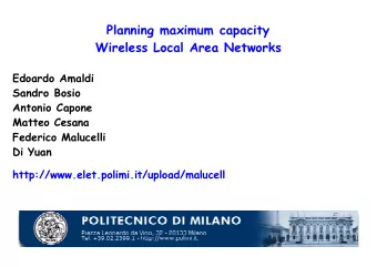 Planning maximum capacity  Wireless Local Area Networks  Edoardo Amaldi  Sandro Bosio  Antonio
