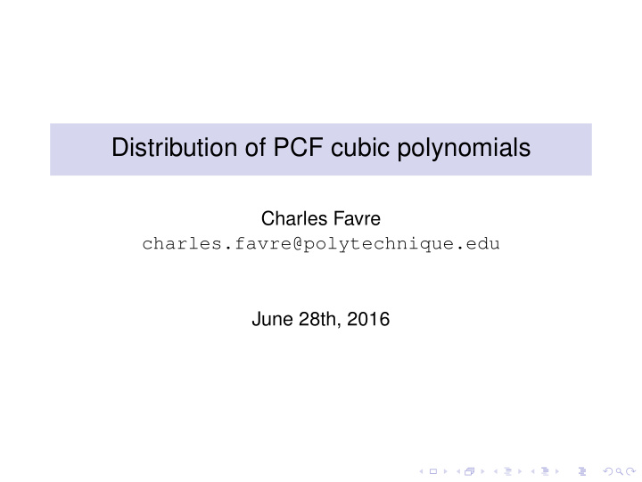 distribution of pcf cubic polynomials