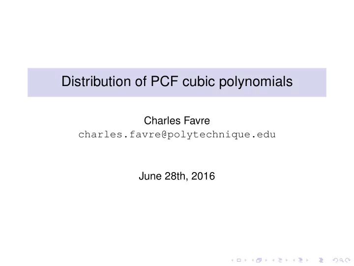 distribution of pcf cubic polynomials
