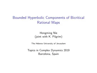 Bounded Hyperbolic Components of Bicritical  Rational Maps  Hongming Nie  (joint with K. Pilgrim)