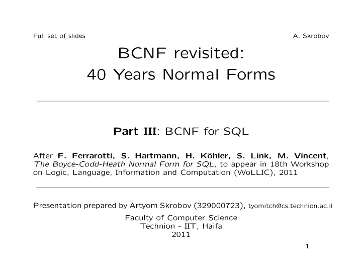 bcnf revisited 40 years normal forms