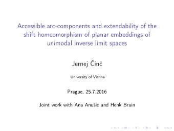 Accessible arc-components and extendability of the  shift homeomorphism of planar embeddings of