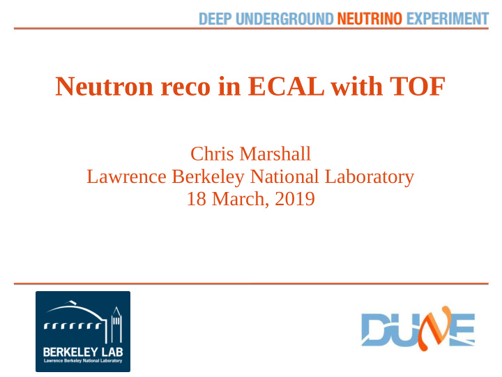 neutron reco in ecal with tof