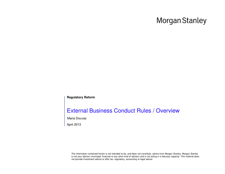 external business conduct rules overview