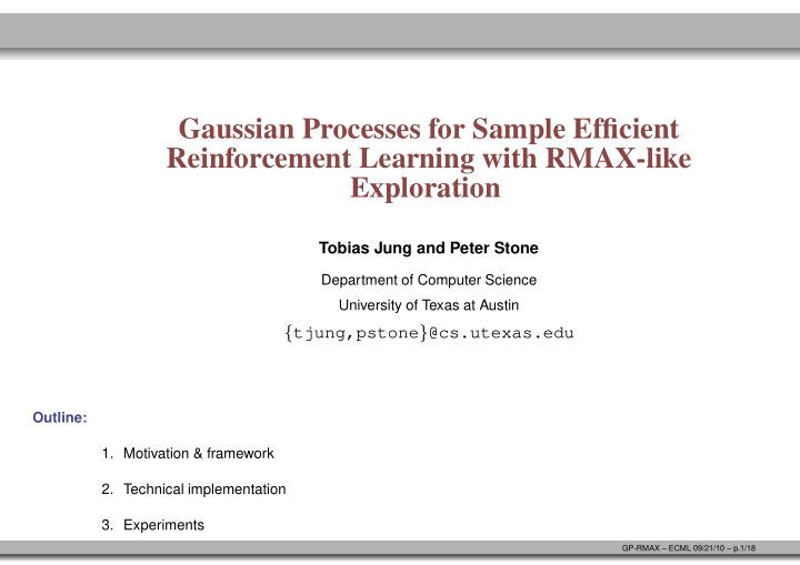 gaussian processes for sample efficient reinforcement