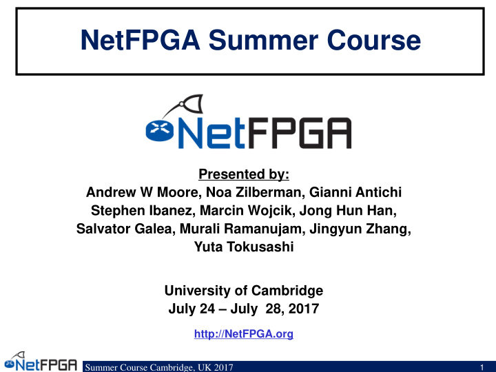 netfpga summer course