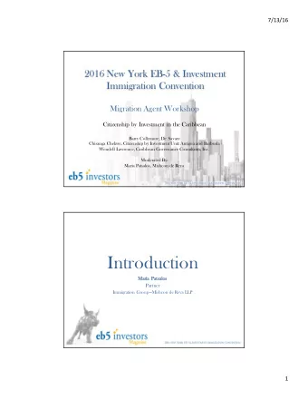 Introduction  Ma  Maria Pa  Patsalos  Partner  Immigration GroupMishcon de Reya LLP  1  7/13/16