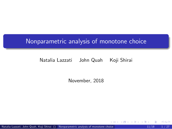 nonparametric analysis of monotone choice