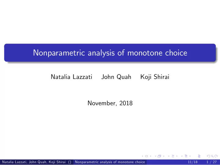 nonparametric analysis of monotone choice