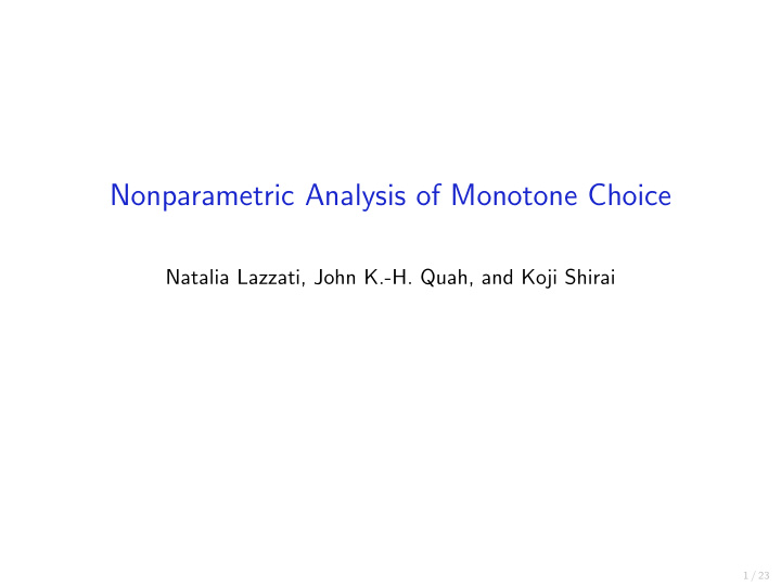 nonparametric analysis of monotone choice