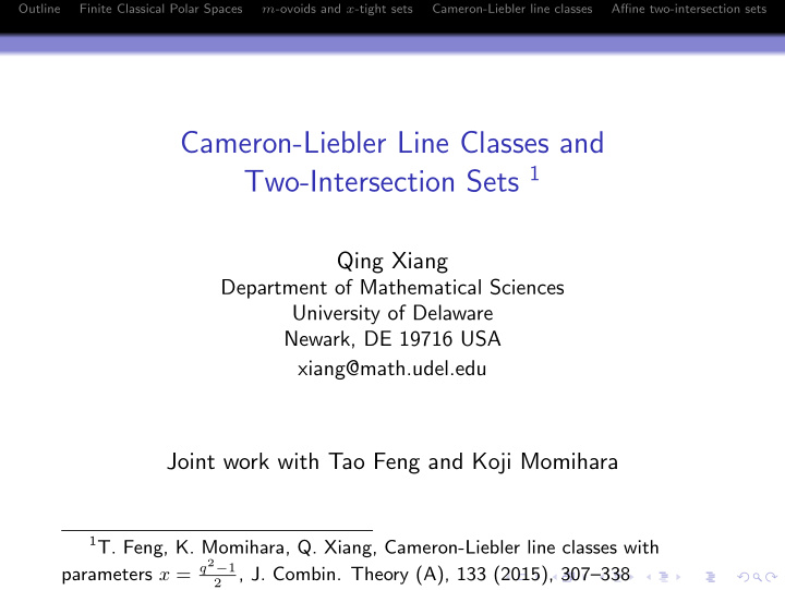 cameron liebler line classes and