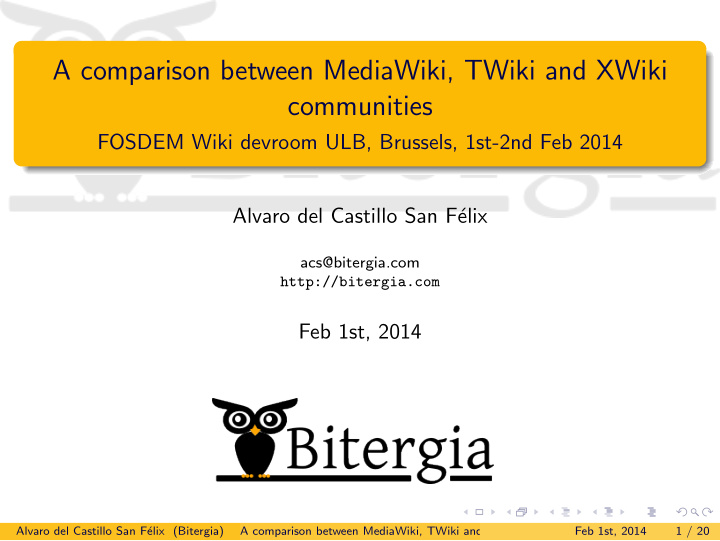 a comparison between mediawiki twiki and xwiki communities