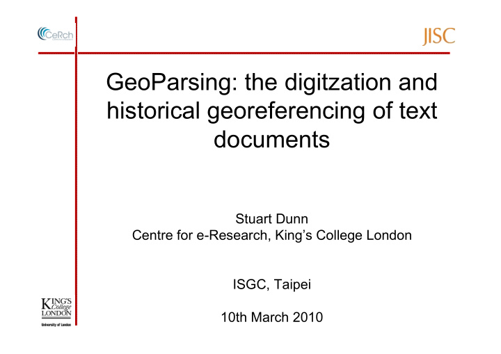 geoparsing the digitzation and historical georeferencing