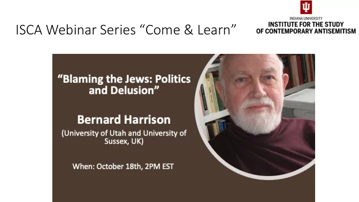 isca webinar series come learn
