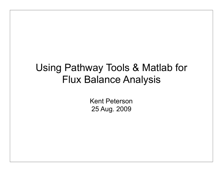using pathway tools matlab for flux balance analysis