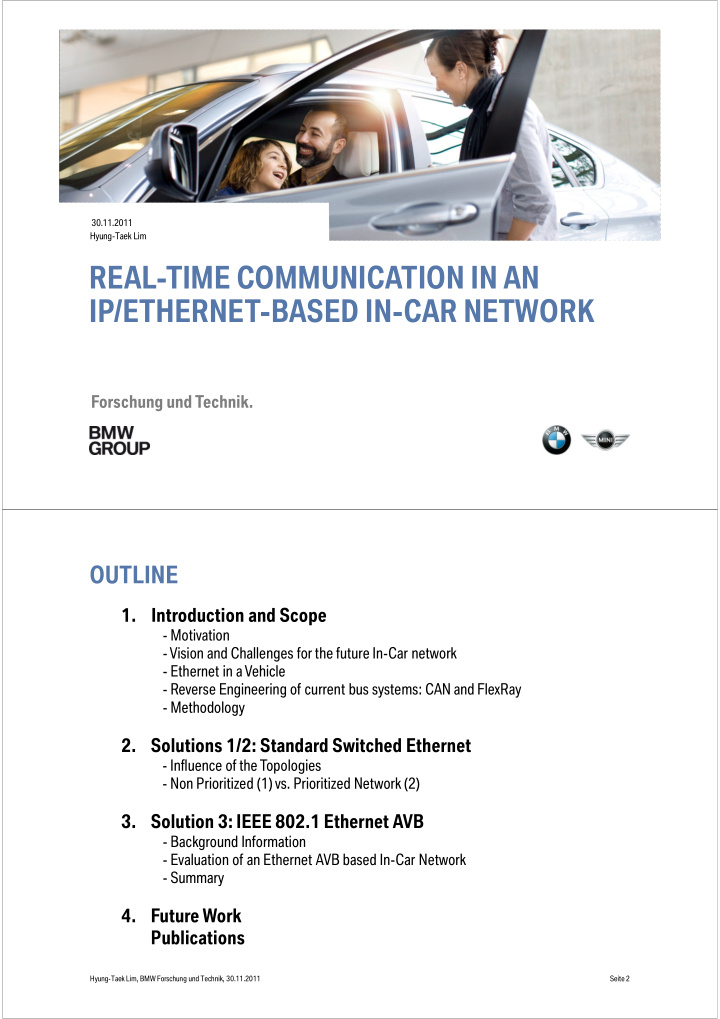 real time communication in an ip ethernet based in car