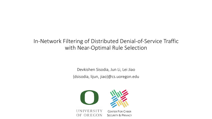 in network filtering of distributed denial of service