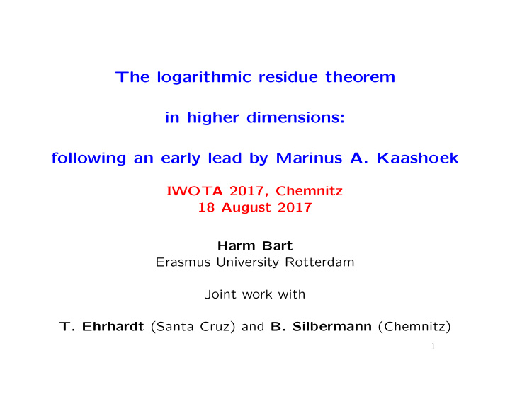 the logarithmic residue theorem in higher dimensions