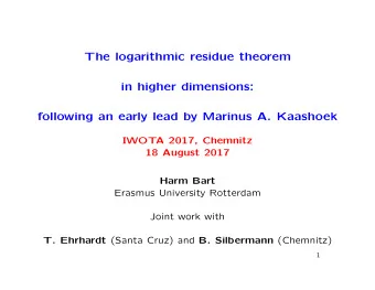 The logarithmic residue theorem  in higher dimensions:  following an early lead by Marinus A.