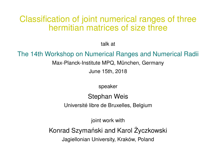 classification of joint numerical ranges of three