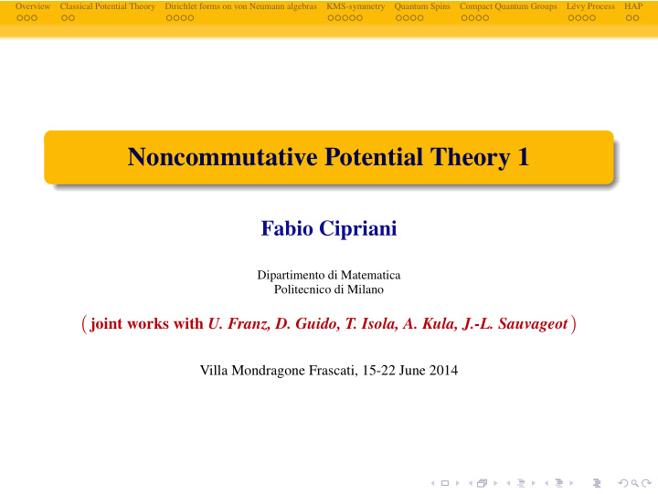 noncommutative potential theory 1