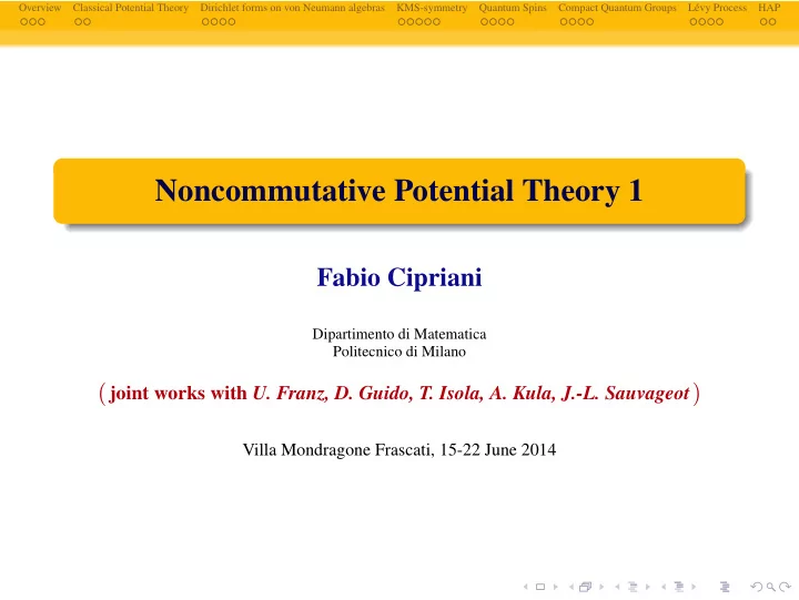 noncommutative potential theory 1