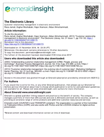 The Electronic Library  Customer relationship management in electronic environment  Reza Jamali,