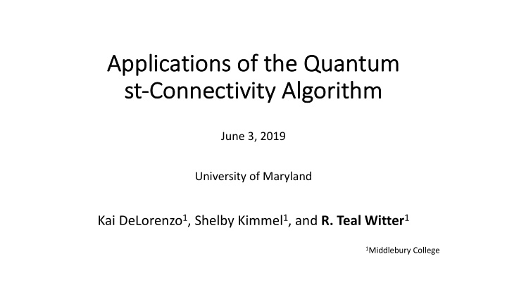 ap applications of the quantum st st co connectivity y