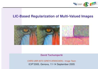 LIC-Based Regularization of Multi-Valued Images  David Tschumperl  CNRS UMR 6072 (GREYC/ENSICAEN)