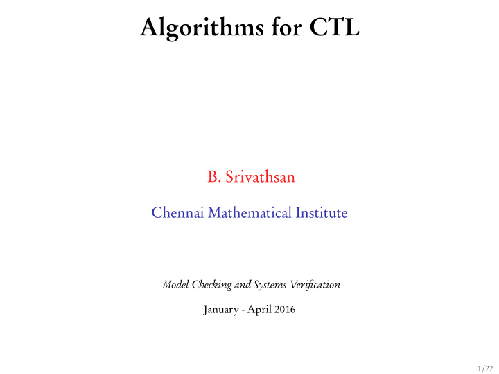 algorithms for ctl