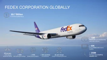 FEDEX CORPORATION GLOBALLY  69.7 Billion  FY19 AnnualRevenue &gt; 15M Shipments each business day