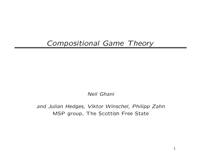 compositional game theory