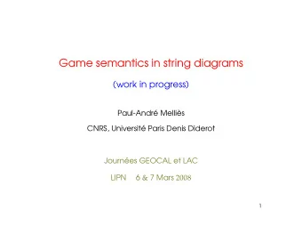 Game semantics in string diagrams  (work in progress)  Paul-Andr Mellis  CNRS, Universit