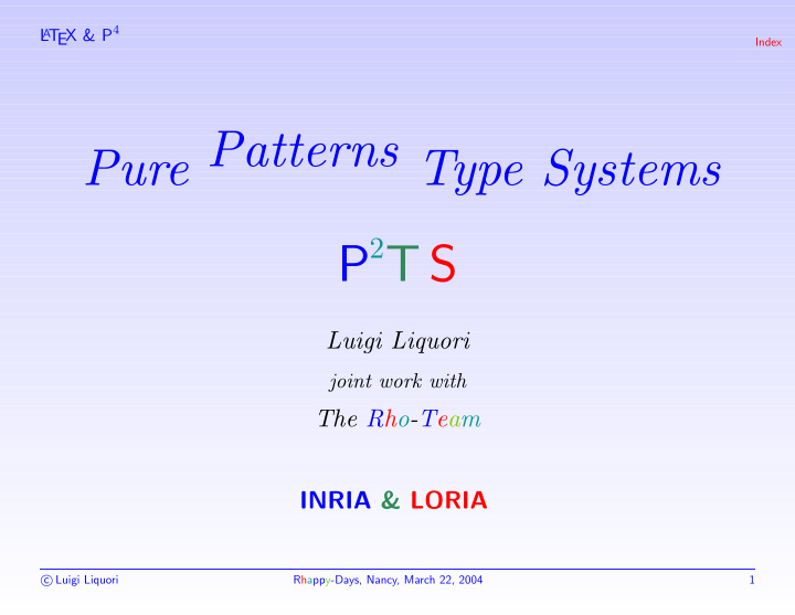 pure patterns type systems p 2 t s