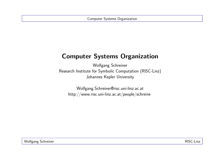 computer systems organization
